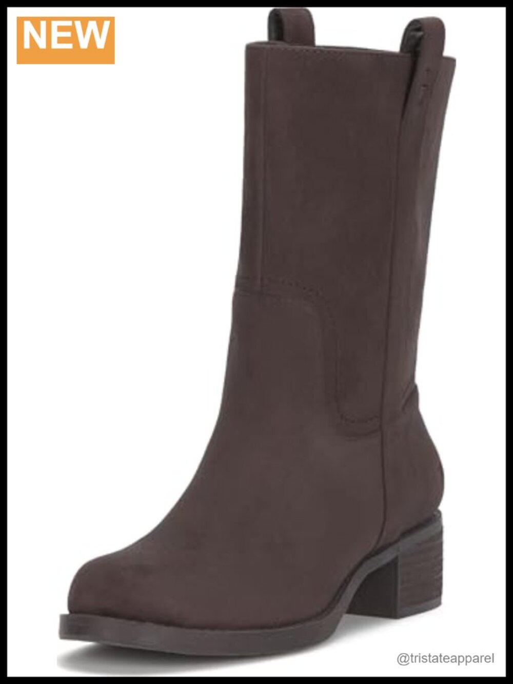 Lucky Brand Hydee Mid-Calf Boots Stacked Heel Round Toe Pull-On